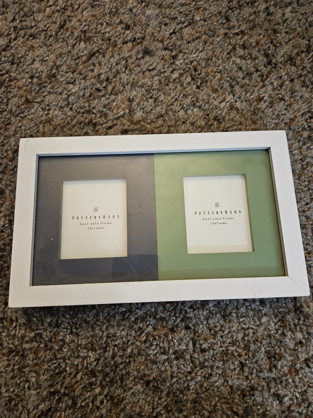Pottery Barn White Double Frame with Blue and Green Mats
